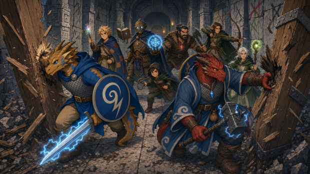 Thordak and Risar breach the Hearthforge ritual-room doors Thordak and Risar breach the Hearthforge ritual-room doors